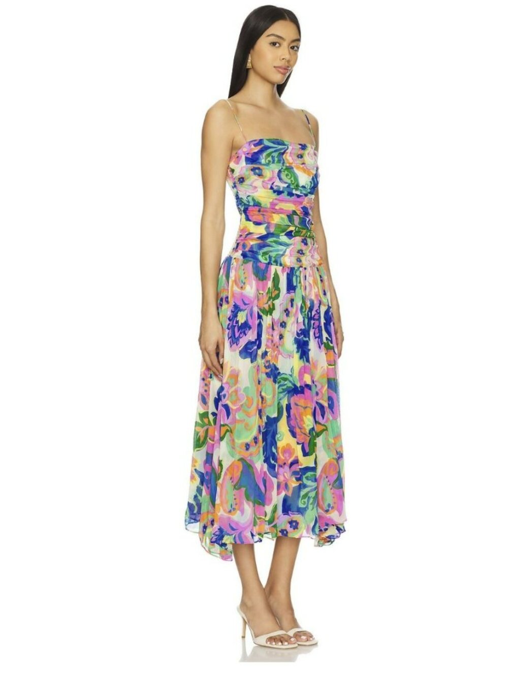Amanda Uprichard Lumiere Multicolor Printed Flowy Midi Dress XS New